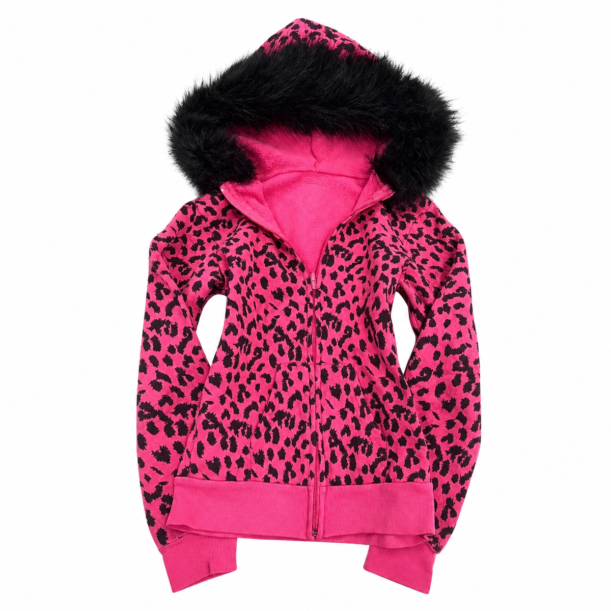 Scene Leopard Print Hooded Zip Sweatshirt