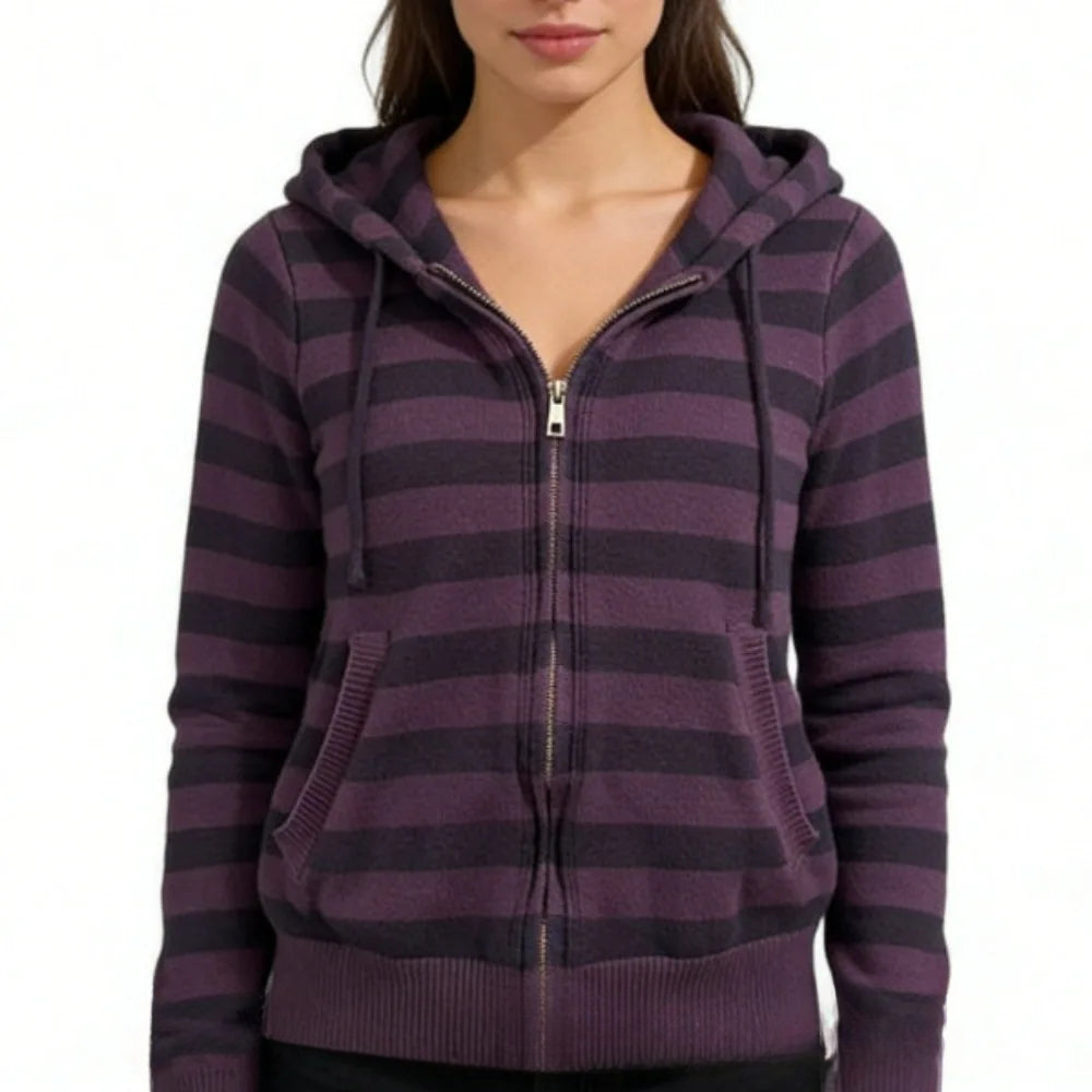 Scene Women’s Purple Striped Zip-Up Hoodie - view 2