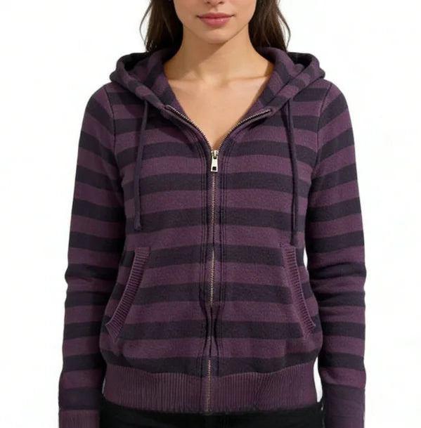 Scene Women’s Purple Striped Zip-Up Hoodie - view 4