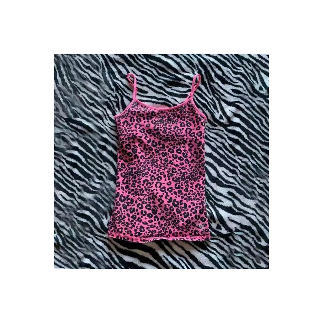 Casual Pink Fitted Leopard-Print Camisole