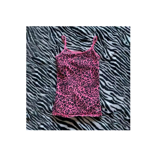 Casual Pink Fitted Leopard-Print Camisole