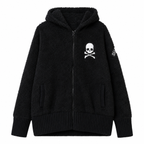 Black Skull & Crossbones Sherpa-Fleece Zip Hoodie Jacket