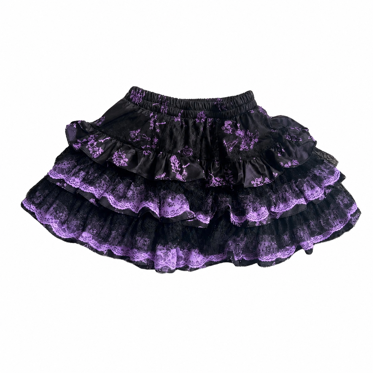 Gothic Lace Tiered Mini Skirt