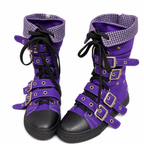 Punk Canvas Ankle Boots with Star Details