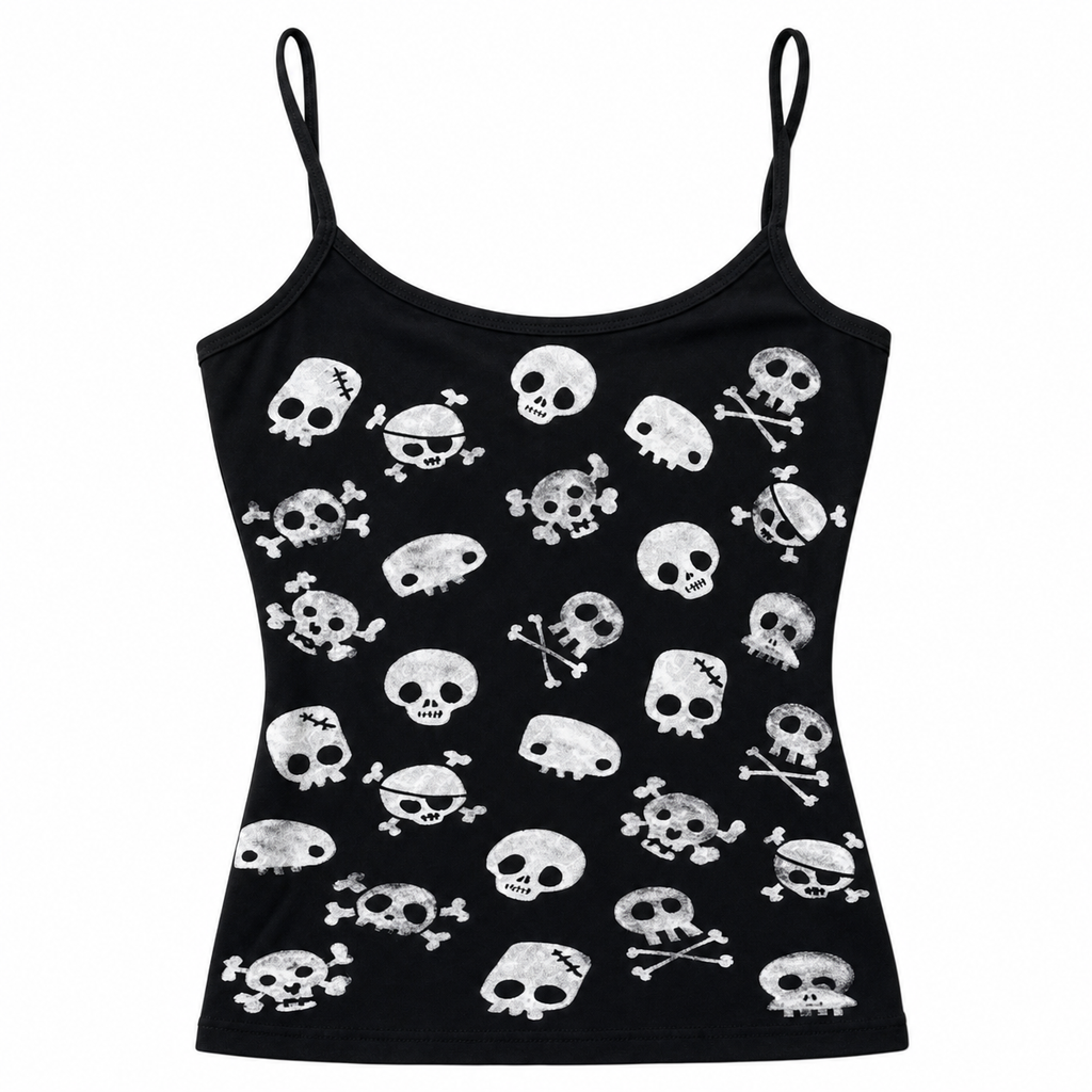 Women's Black Skull Print Camisole Top