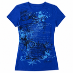 Blue Floral Graphic Short-Sleeve T-Shirt