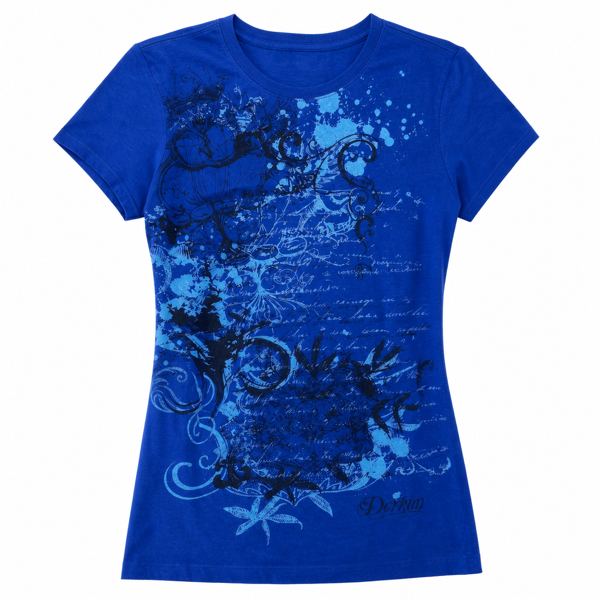 Blue Floral Graphic Short-Sleeve T-Shirt