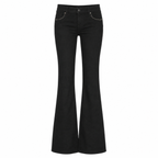 Women's Black Low-Rise Flared Jeans with Rivet Detail