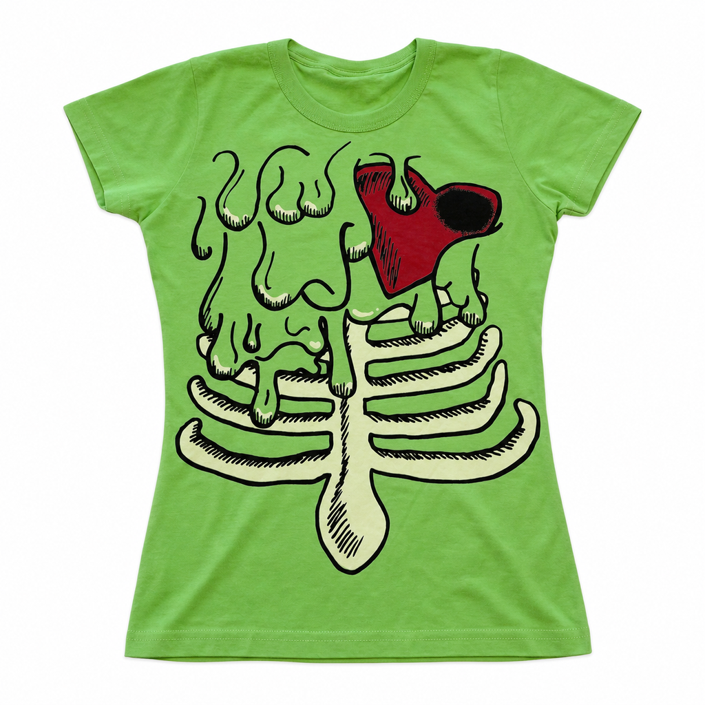Green Graphic T-Shirt with Illustrated Dog Print