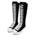 Women's Knee-High Canvas Lace-Up Boots