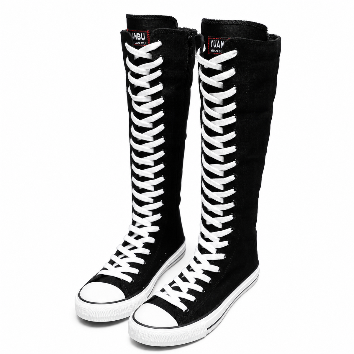 Women's Knee-High Canvas Lace-Up Boots
