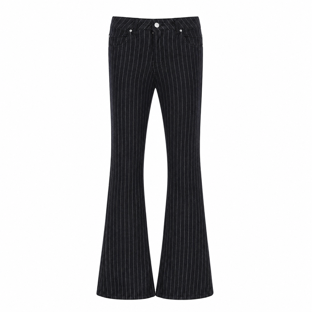 Women’s Black Pinstripe Low-Rise Bootcut Jeans