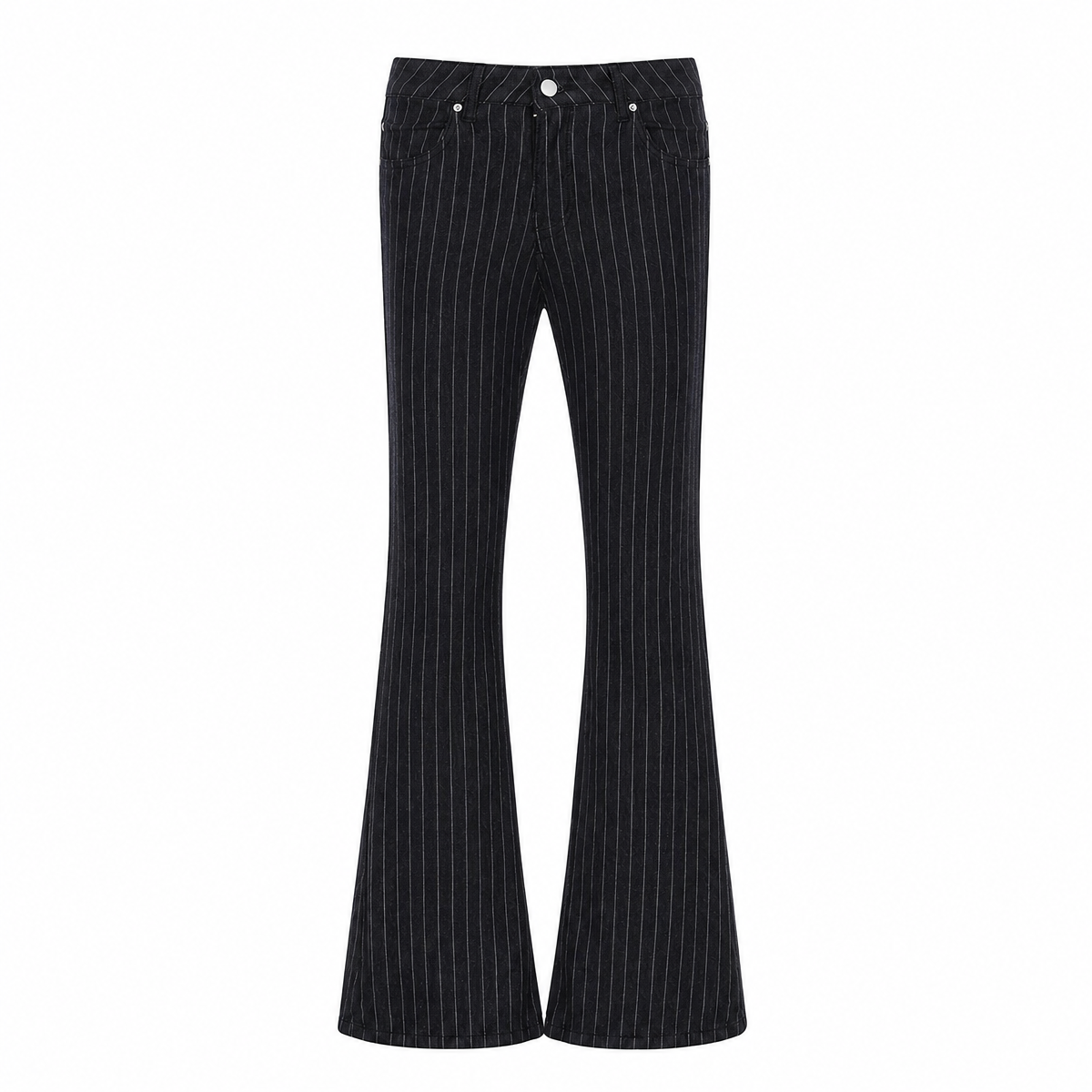 Women’s Black Pinstripe Low-Rise Bootcut Jeans