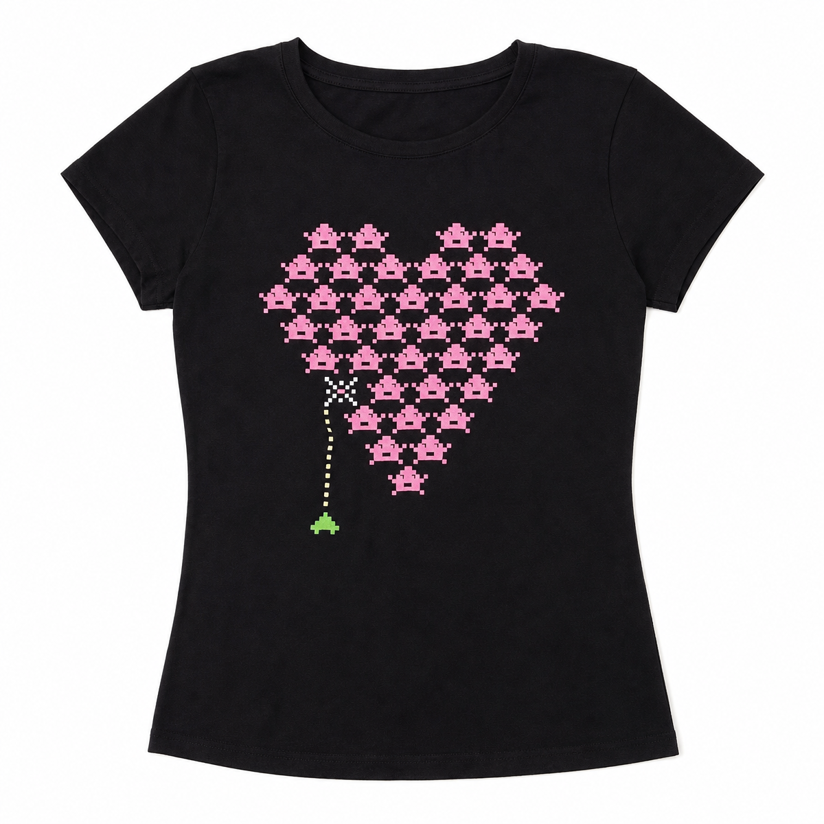 Black Pixel Kitty Graphic T-Shirt