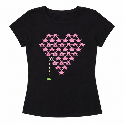 Black Pixel Kitty Graphic T-Shirt
