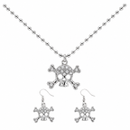 Crystal Skull Necklace and Earrings Set