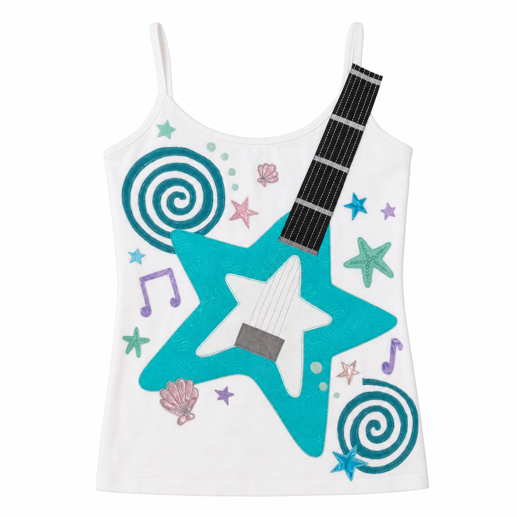 Turquoise Musical-Note Print Camisole