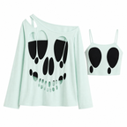 Mint Green Skull Cutout Two-Piece Top Set