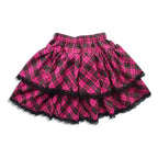 Scene Pink Plaid Layered Lace Mini Skirt with Bow