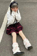 Scene Pink Plaid Layered Lace Mini Skirt with Bow