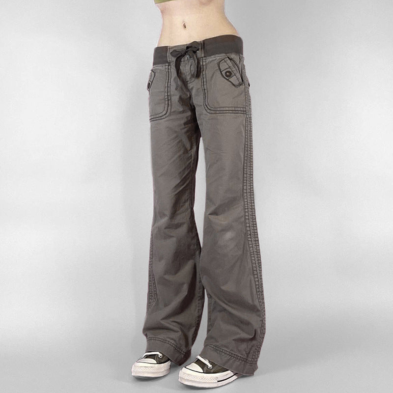 Scene Women’s Black Pinstripe Low-Rise Bootcut Jeans