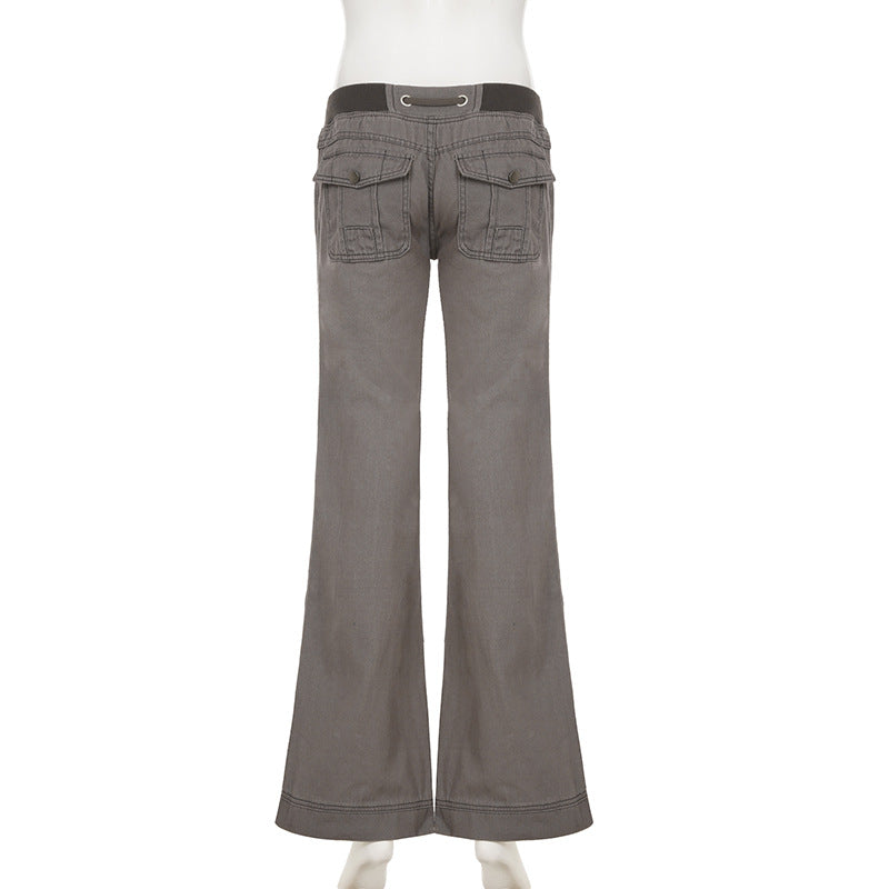 Scene Women’s Black Pinstripe Low-Rise Bootcut Jeans