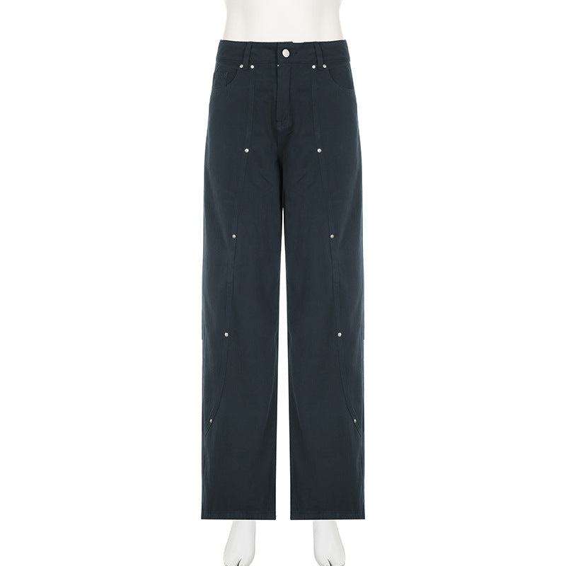Scene Women’s Black Pinstripe Low-Rise Bootcut Jeans