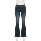 Scene Women’s Black Pinstripe Low-Rise Bootcut Jeans