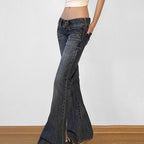 Scene Women’s Black Pinstripe Low-Rise Bootcut Jeans