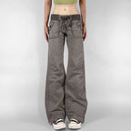 Scene Women’s Black Pinstripe Low-Rise Bootcut Jeans