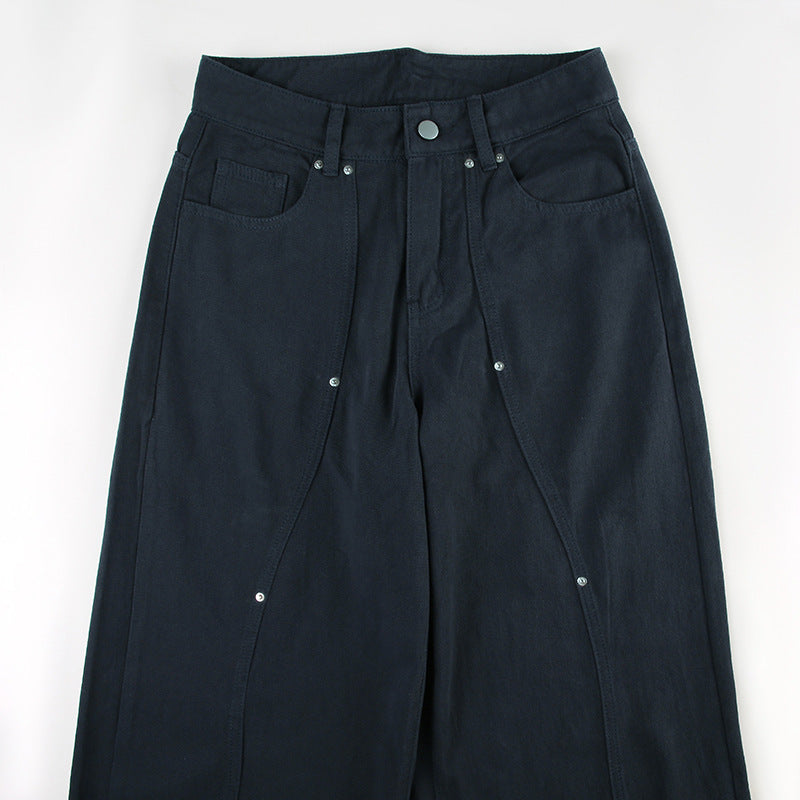 Scene Women’s Black Pinstripe Low-Rise Bootcut Jeans