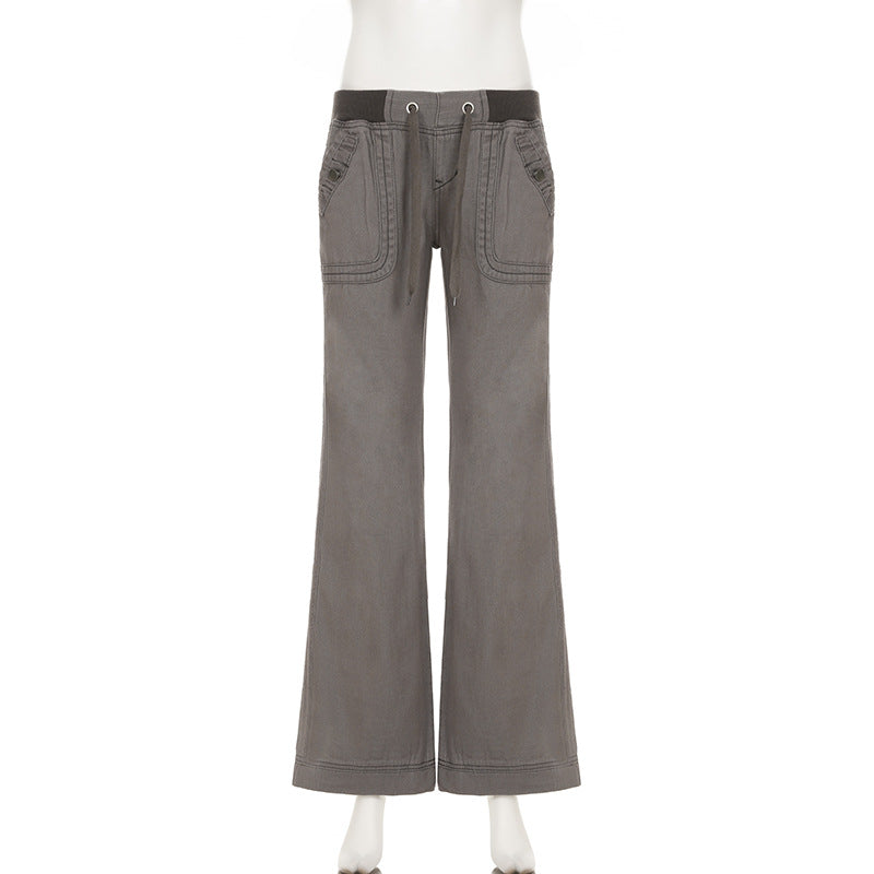Scene Women’s Black Pinstripe Low-Rise Bootcut Jeans