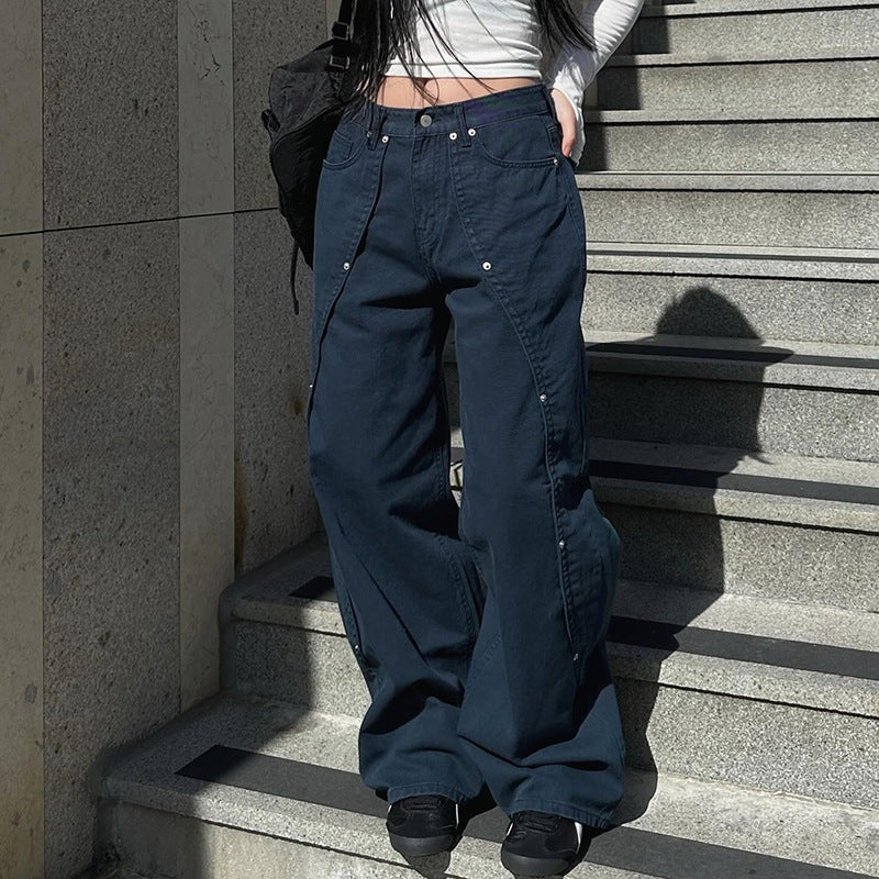 Scene Women’s Black Pinstripe Low-Rise Bootcut Jeans