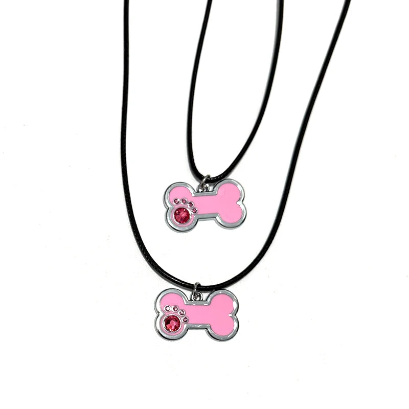 Scene Pink Crystal Bone Pendant Necklace