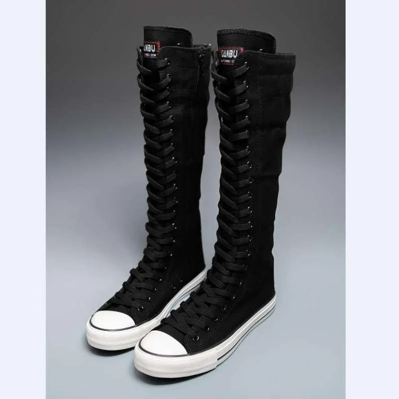 Scene Women's Knee-High Canvas Lace-Up Boots