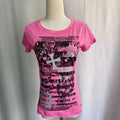 Scene Women's Pink Graphic Cross T-Shirt