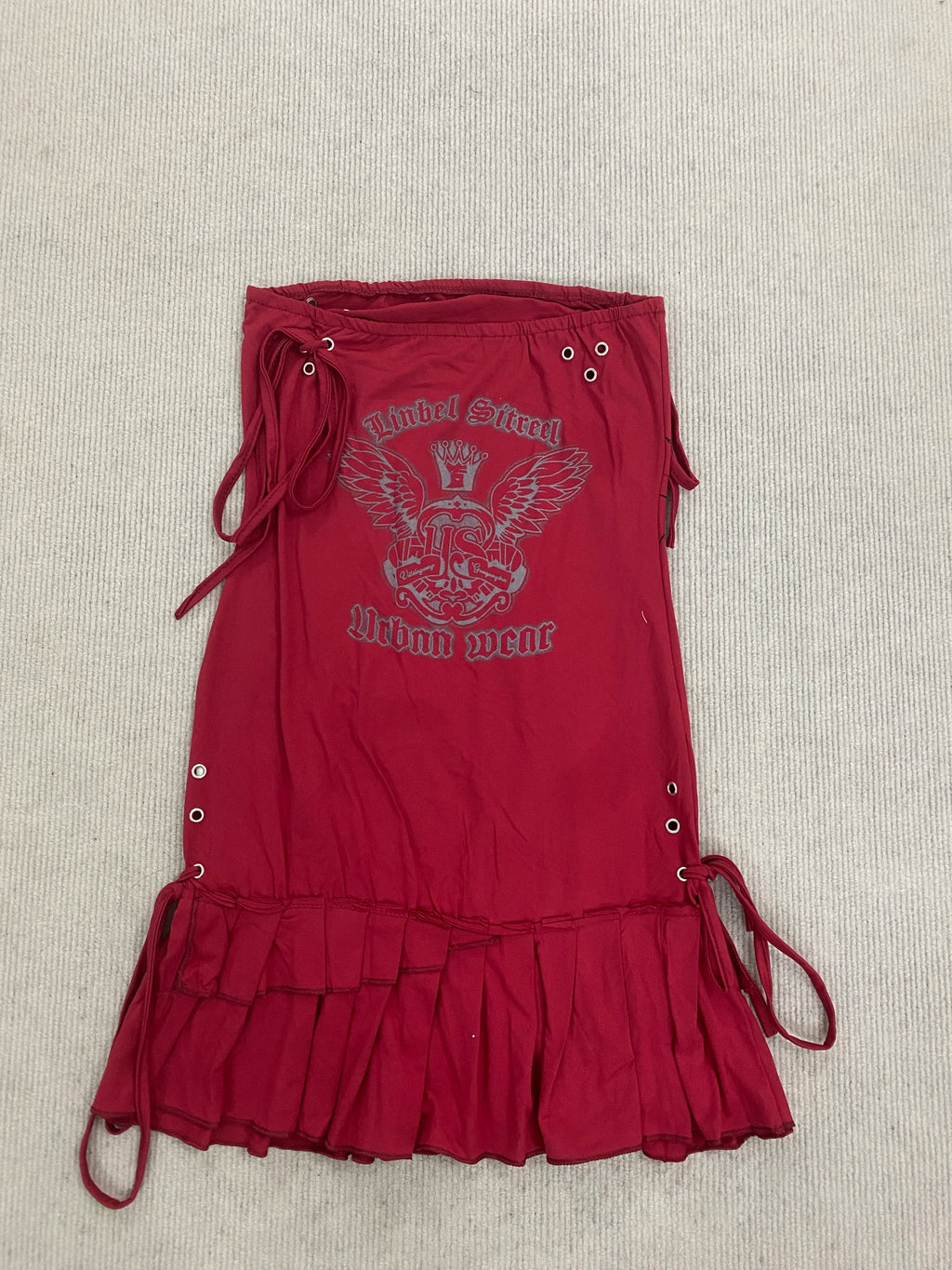 Scene Women's Red Lace-Up Graphic Mini Dress