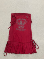 Scene Women's Red Lace-Up Graphic Mini Dress