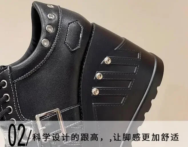 Scene Black Platform Mary Jane Shoes with Buckle and Stud Details