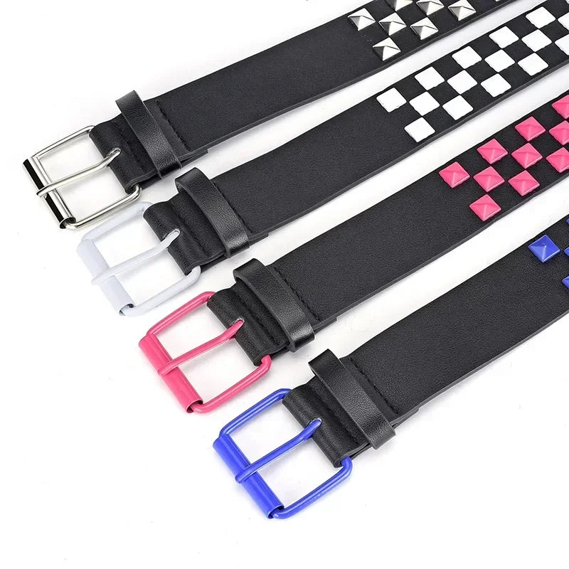 Scene Women's 3.8 cm Studded PU Belt with Metal Buckle