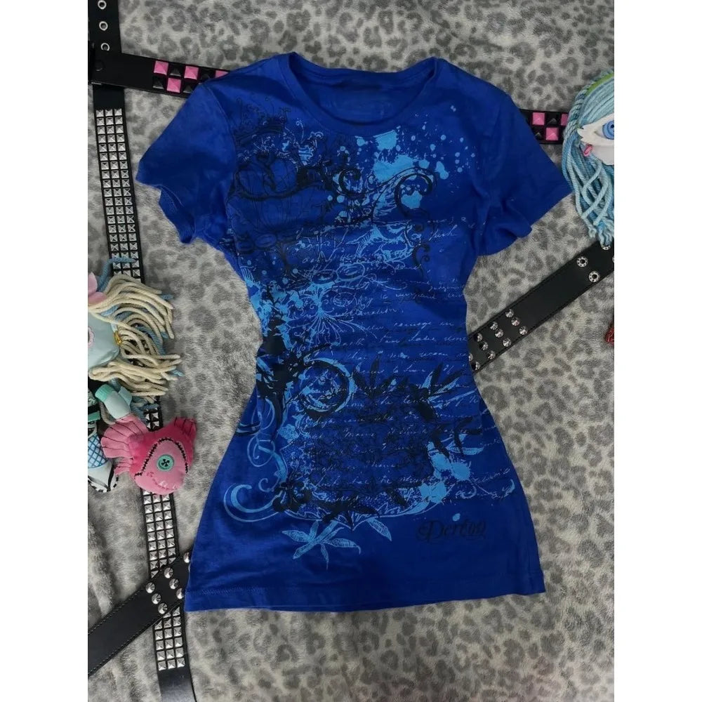 Scene Blue Floral Graphic Short-Sleeve T-Shirt