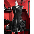 Scene Gothic Sleeveless Mini Dress with Ruffle Hem