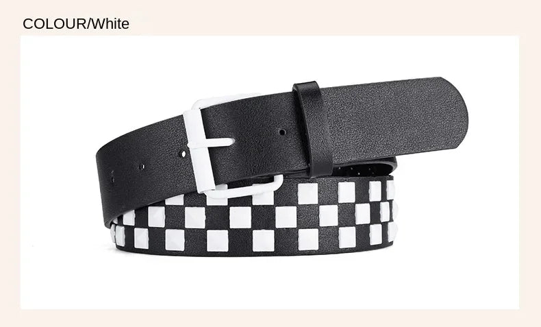 Scene Women's 3.8 cm Studded PU Belt with Metal Buckle