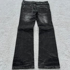 Scene Black Distressed Lace-Up Micro-Flare Jeans