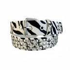 Scene Studded PU Belt with Pyramid Rivets and Metal Buckle