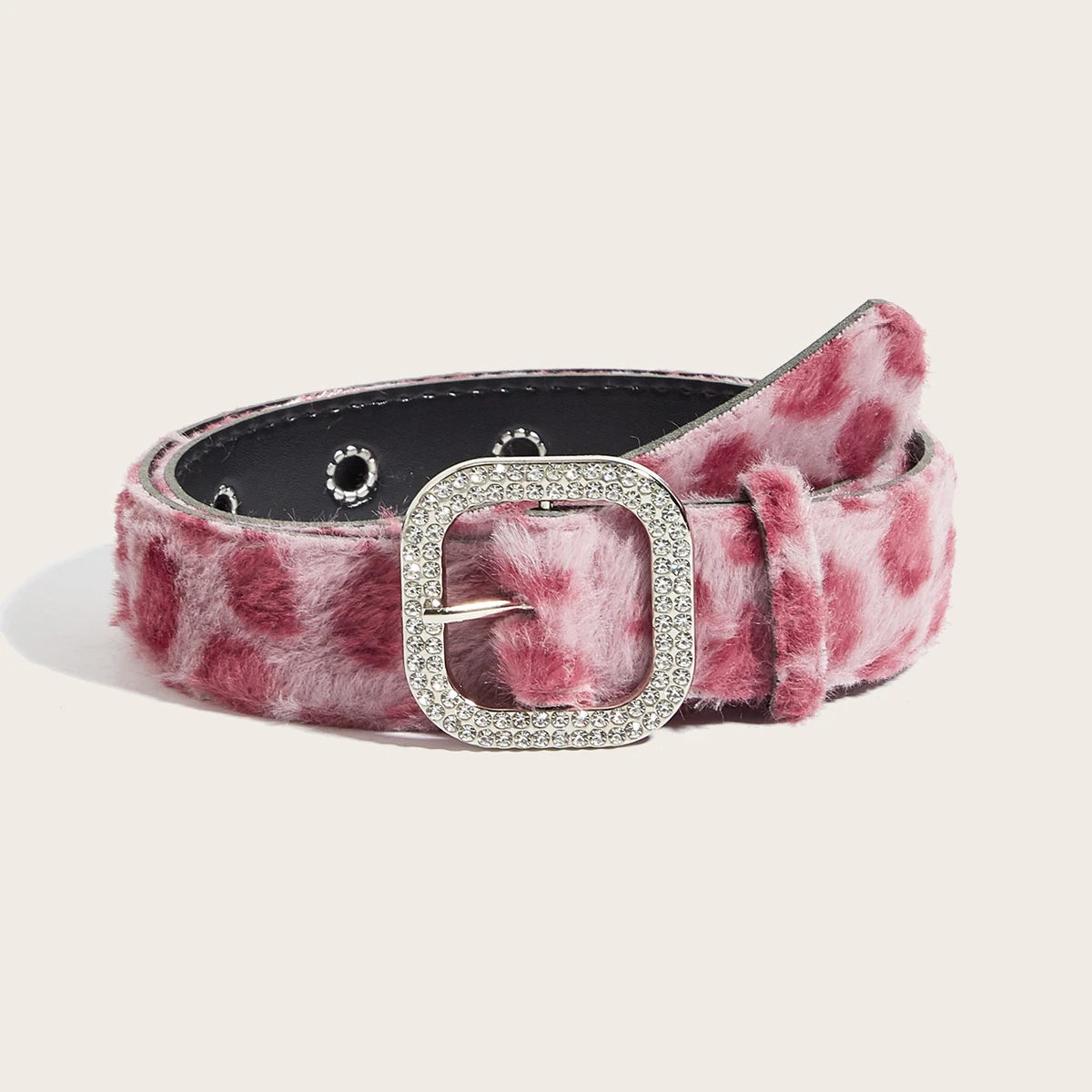 Scene Animal-Print Faux-Fur Belt with Silver Buckle