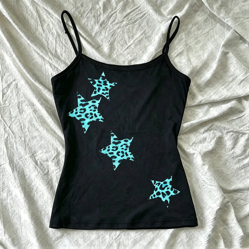Scene Black Leopard-Print Star Camisole Top