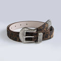 Scene Women's Leopard Print Belt with Ornate Silver-Tone Buckle