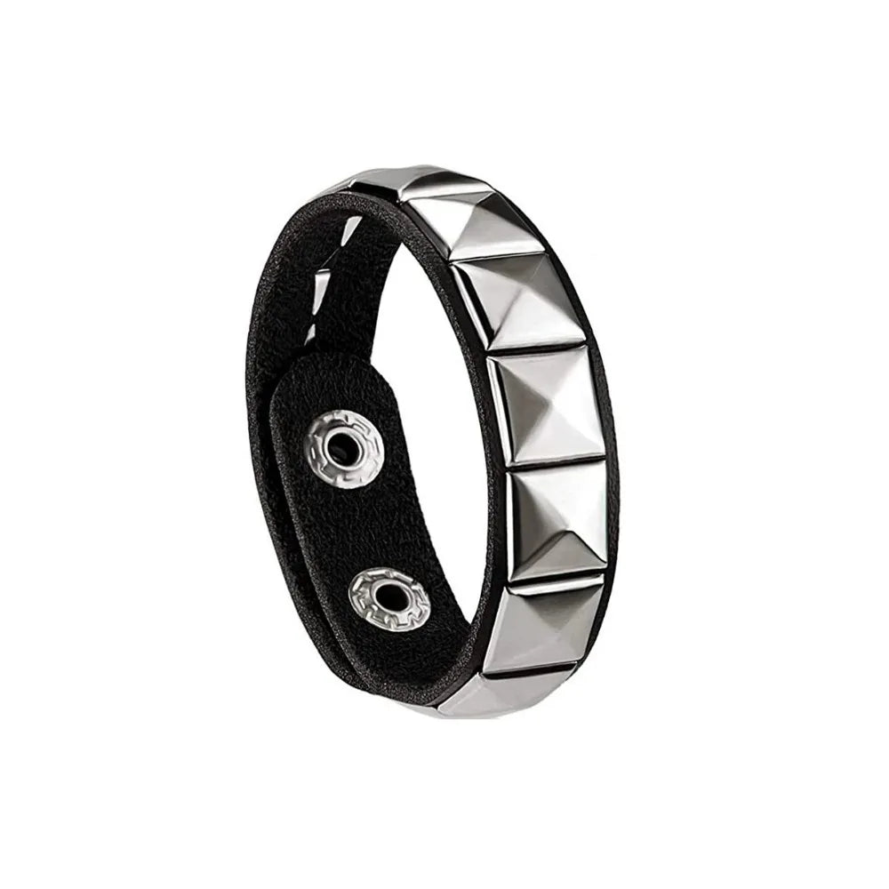 Scene Punk Pyramid Stud Leather Bracelet - 1, 2 or 3 Row