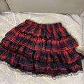 Scene Red Plaid Lace-Trim Ruffle Mini Skirt